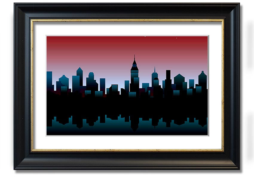 Architects New City Reflections framed print showcasing urban landscape art, available in various frame colours.