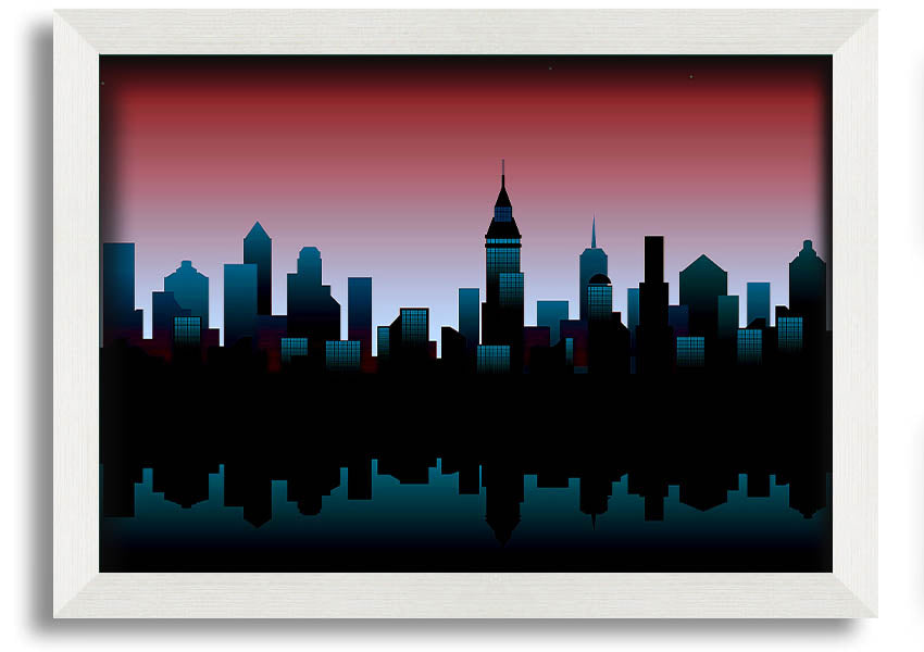 Architects New City Reflections framed print showcasing urban landscape art, available in various frame colours.