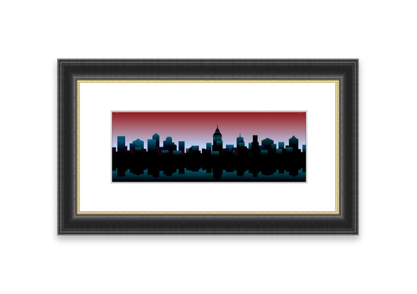 Architects New City Reflections framed print showcasing urban landscape reflections, available in various frame colours.