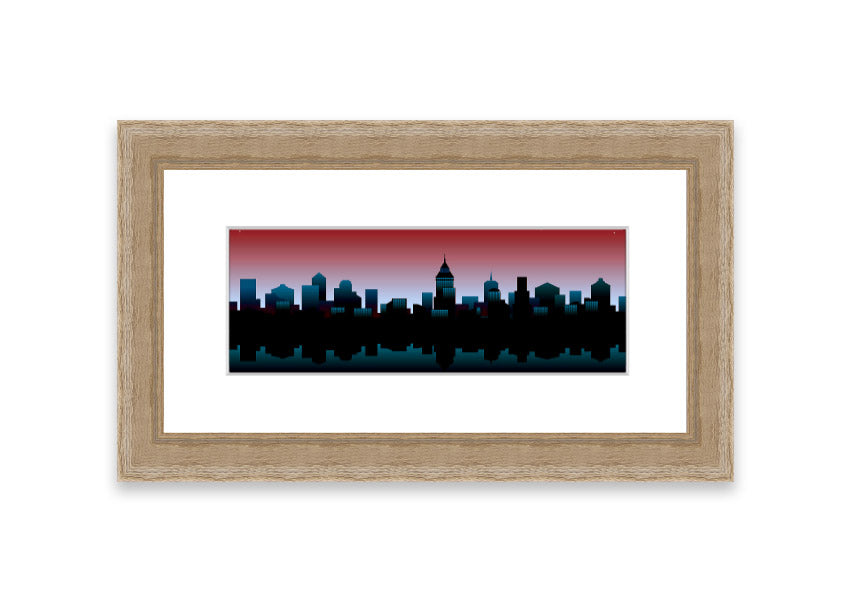 Architects New City Reflections framed print showcasing urban landscape reflections, available in various frame colours.