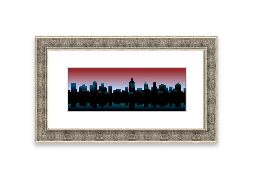 Architects New City Reflections framed print showcasing urban landscape reflections, available in various frame colours.