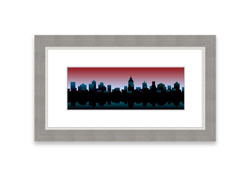 Architects New City Reflections framed print showcasing urban landscape reflections, available in various frame colours.