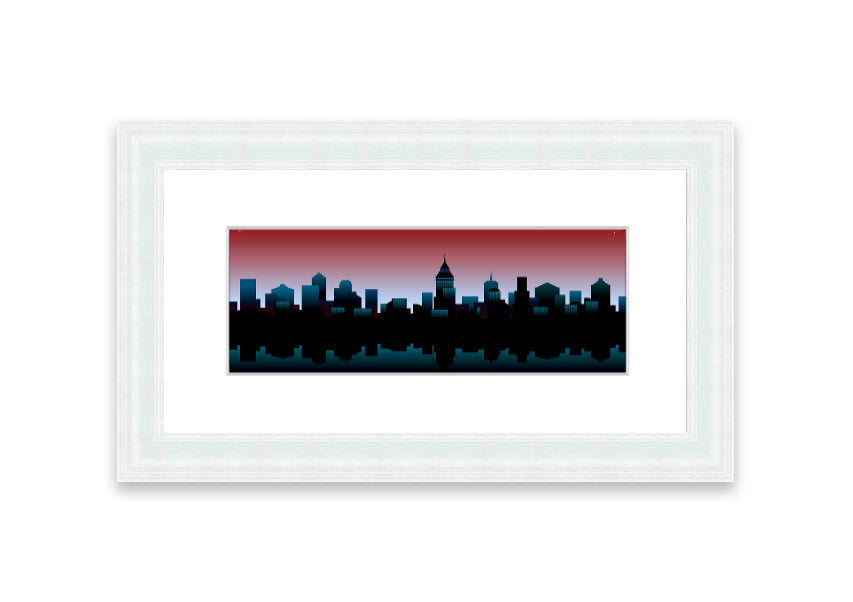 Architects New City Reflections framed print showcasing urban landscape reflections, available in various frame colours.