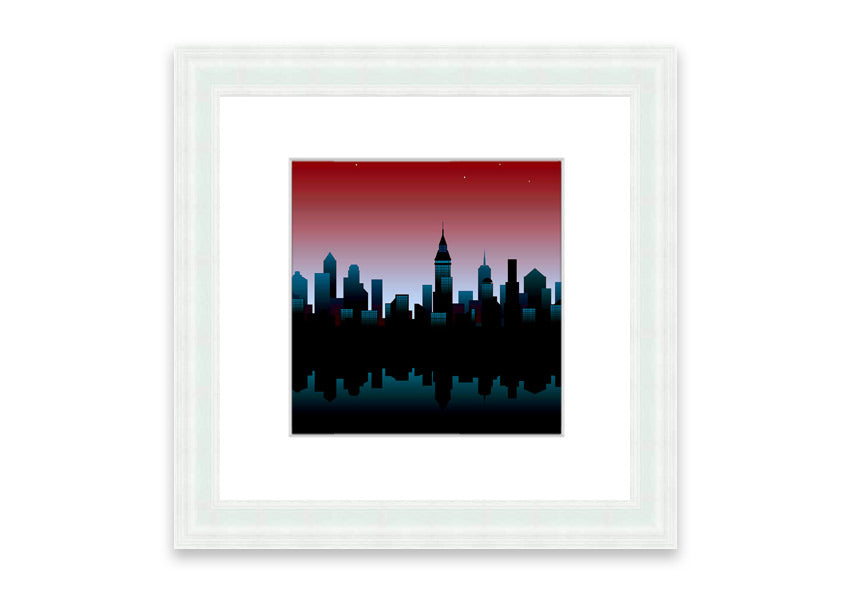 Architects New City Reflections framed print showcasing urban landscape reflections, available in various frame colours.