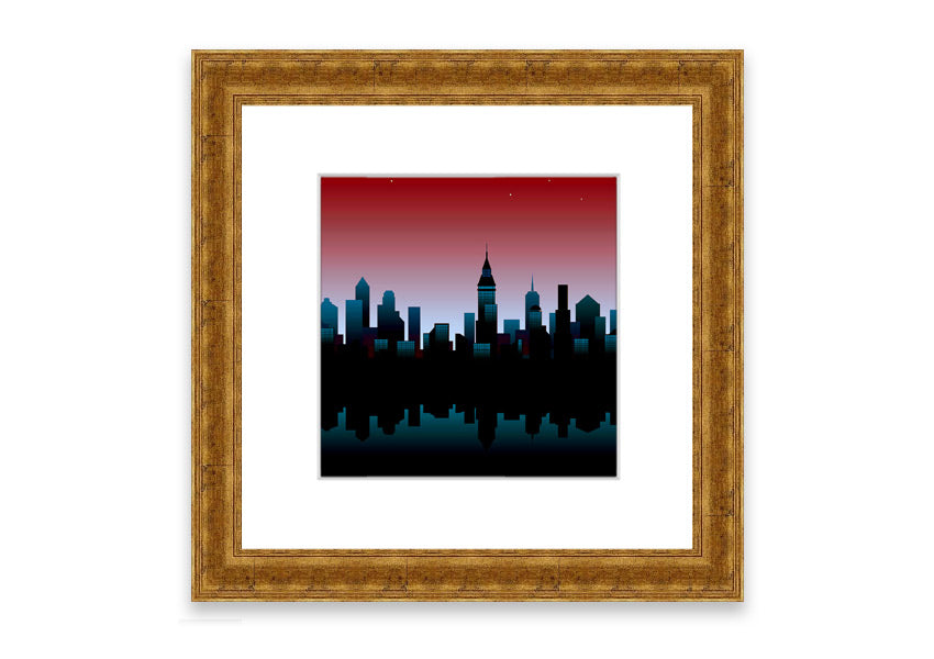 Architects New City Reflections framed print showcasing urban landscape reflections, available in various frame colours.