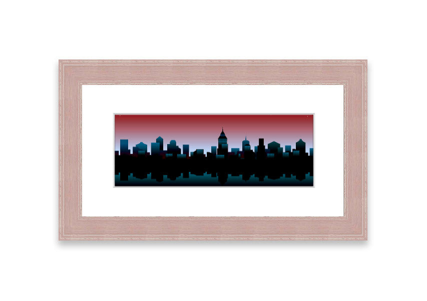 Architects New City Reflections framed print showcasing urban landscape reflections, available in various frame colours.