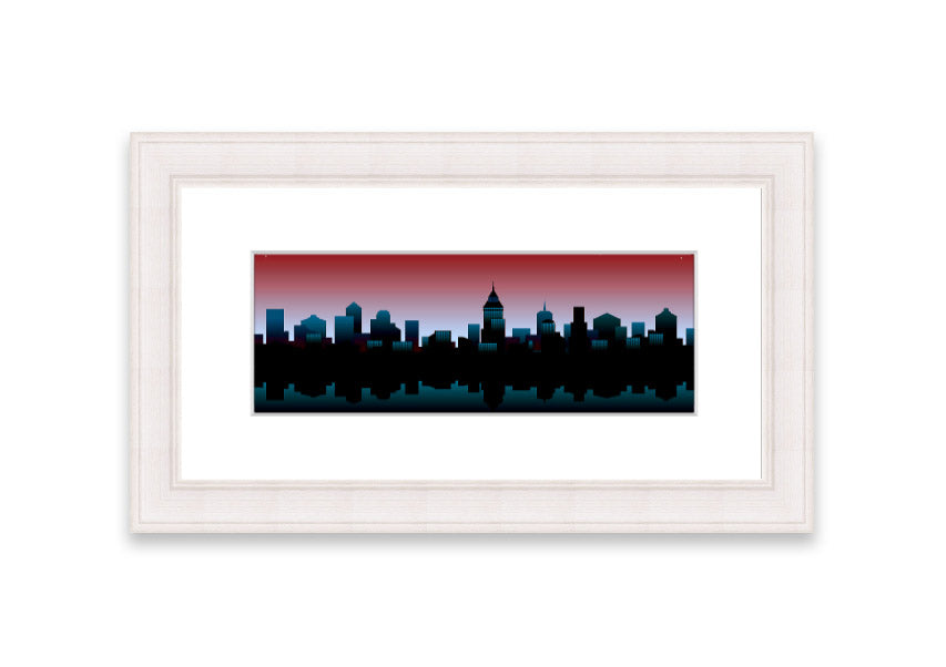 Architects New City Reflections framed print showcasing urban landscape reflections, available in various frame colours.