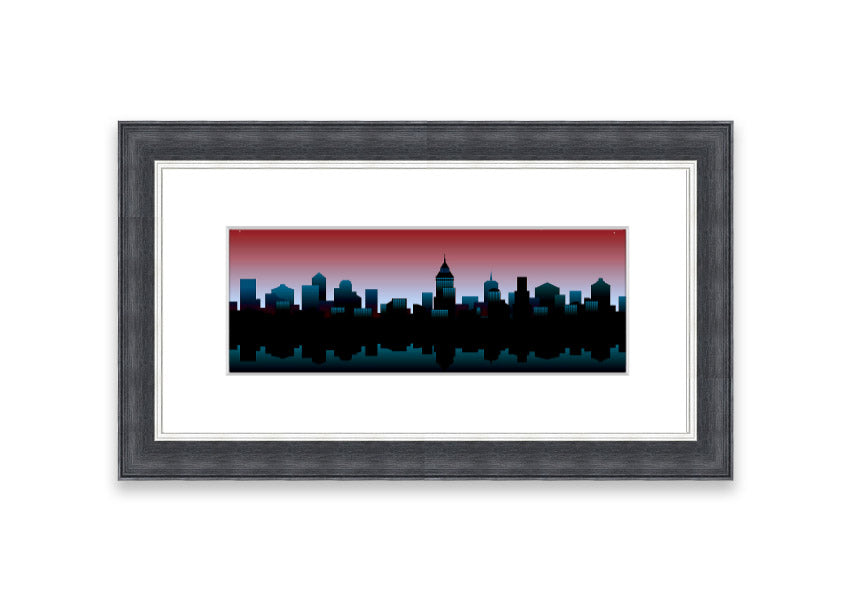 Architects New City Reflections framed print showcasing urban landscape reflections, available in various frame colours.