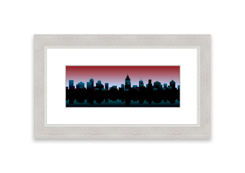 Architects New City Reflections framed print showcasing urban landscape reflections, available in various frame colours.