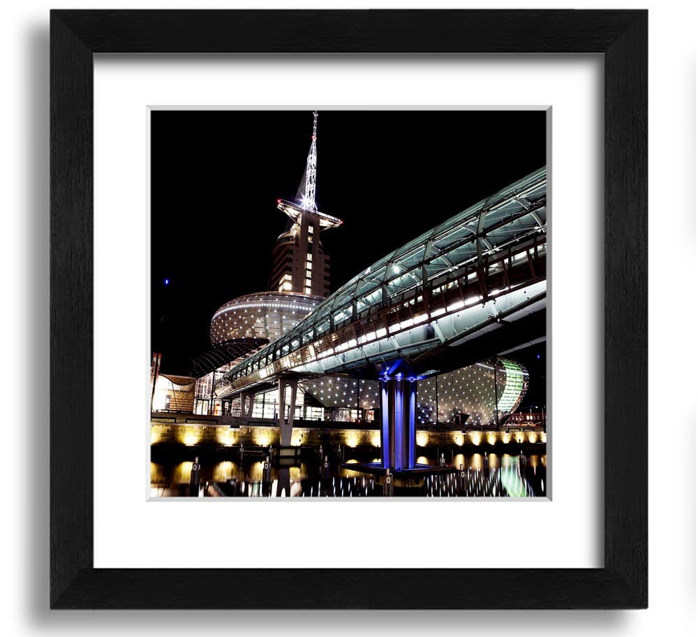 Architects Walkway Square Framed Print in various frame colours, showcasing architectural design.