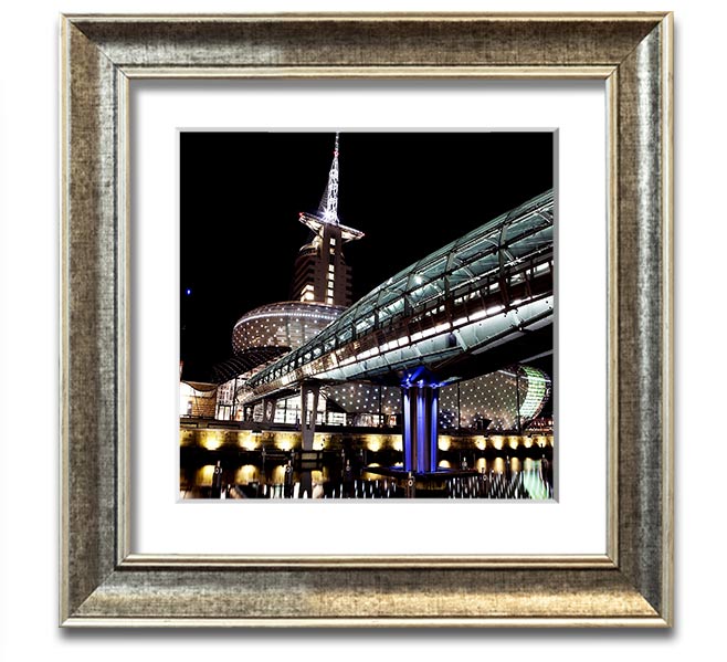 Architects Walkway Square Framed Print in various frame colours, showcasing architectural design.