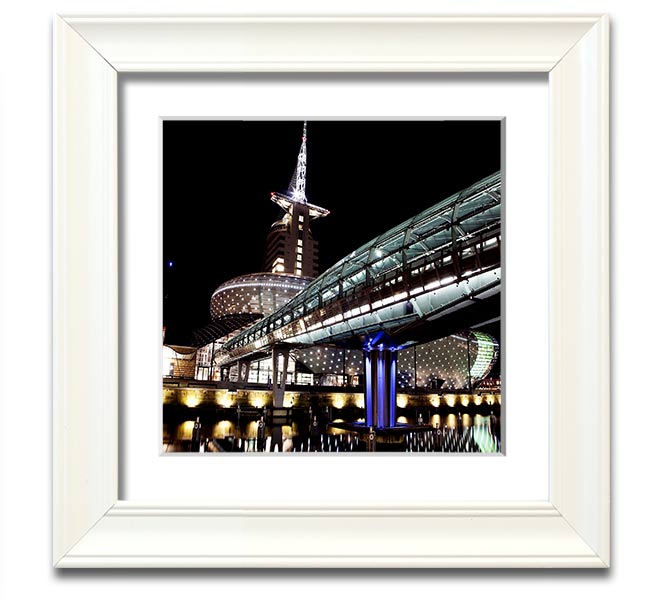 Architects Walkway Square Framed Print in various frame colours, showcasing architectural design.