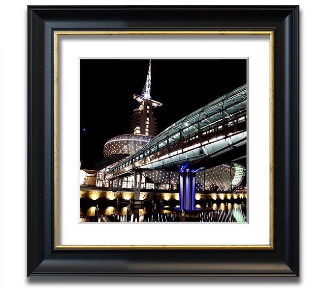 Architects Walkway Square Framed Print in various frame colours, showcasing architectural design.