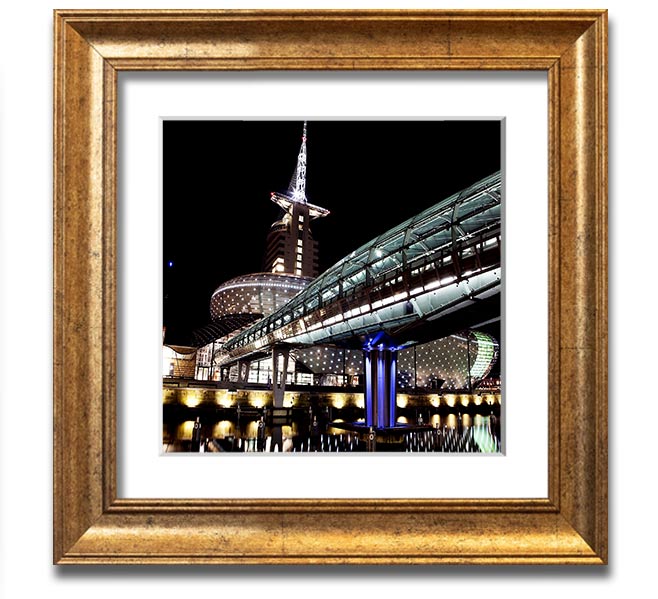 Architects Walkway Square Framed Print in various frame colours, showcasing architectural design.