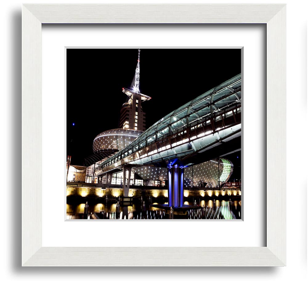 Architects Walkway Square Framed Print in various frame colours, showcasing architectural design.