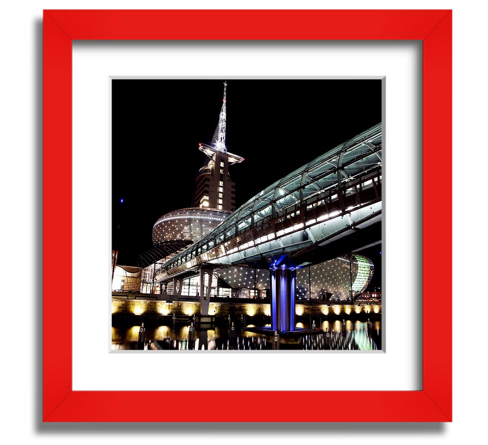 Architects Walkway Square Framed Print in various frame colours, showcasing architectural design.