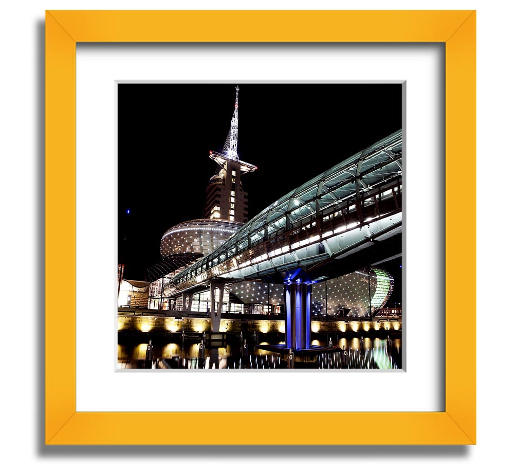 Architects Walkway Square Framed Print in various frame colours, showcasing architectural design.