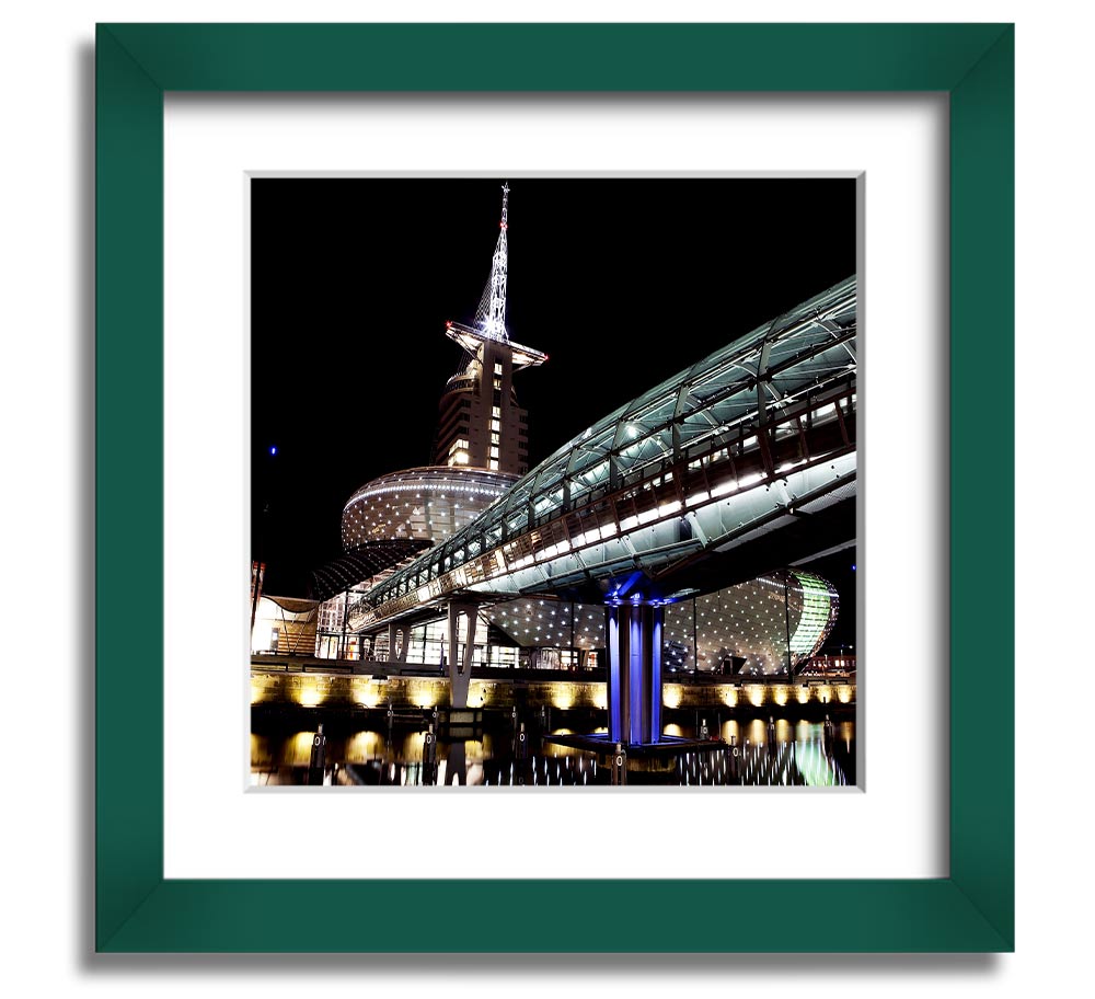 Architects Walkway Square Framed Print in various frame colours, showcasing architectural design.