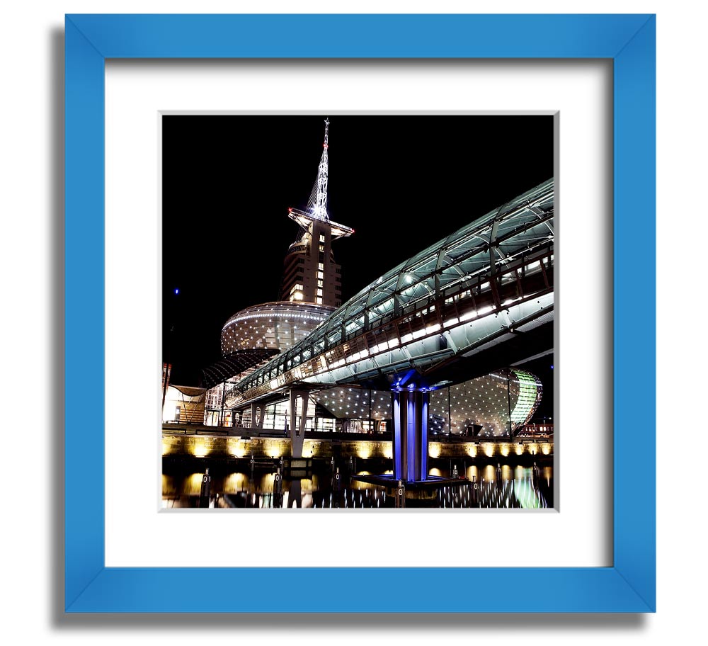 Architects Walkway Square Framed Print in various frame colours, showcasing architectural design.