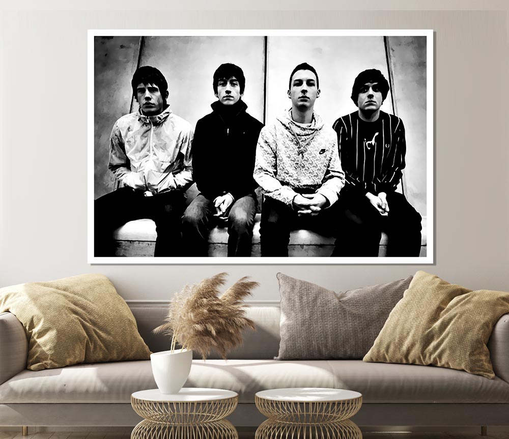 High-quality canvas poster of Arctic Monkeys featuring vibrant colors and iconic band imagery, ready for display.