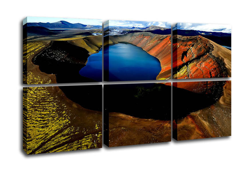 Arctic Volcanic canvas art mounted on a 44mm box frame, showcasing vibrant volcanic landscape.