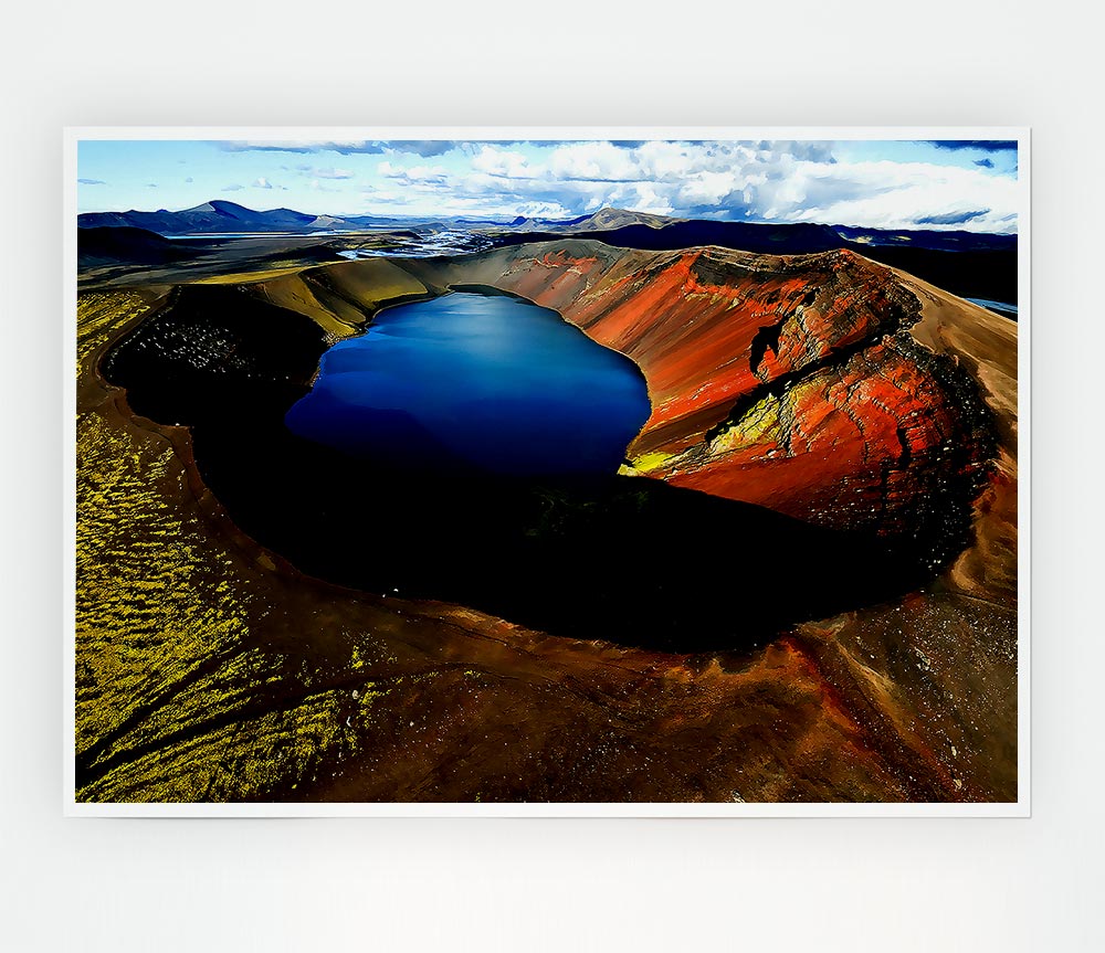 A high-quality canvas poster featuring a vibrant Arctic volcanic landscape, showcasing dramatic colors and intricate details.