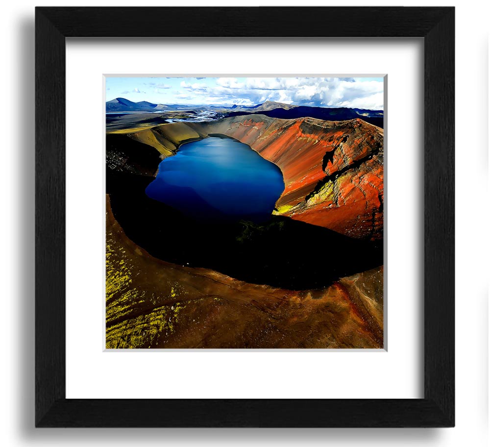 Arctic Volcanic Square Framed Print showcasing vibrant volcanic landscape art in a stylish frame.