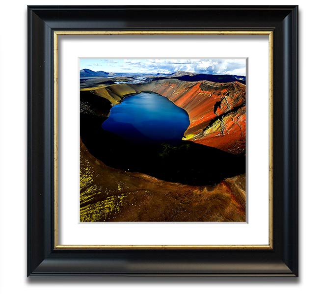 Arctic Volcanic Square Framed Print showcasing vibrant volcanic landscape art in a stylish frame.