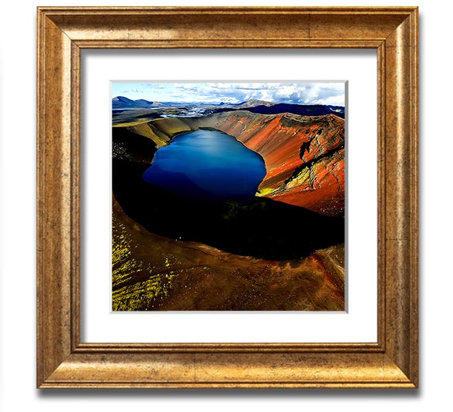 Arctic Volcanic Square Framed Print showcasing vibrant volcanic landscape art in a stylish frame.