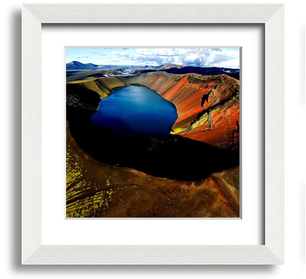 Arctic Volcanic Square Framed Print showcasing vibrant volcanic landscape art in a stylish frame.