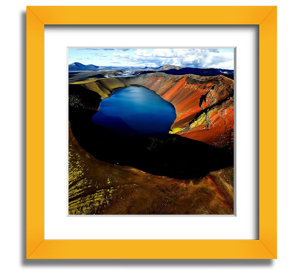 Arctic Volcanic Square Framed Print showcasing vibrant volcanic landscape art in a stylish frame.