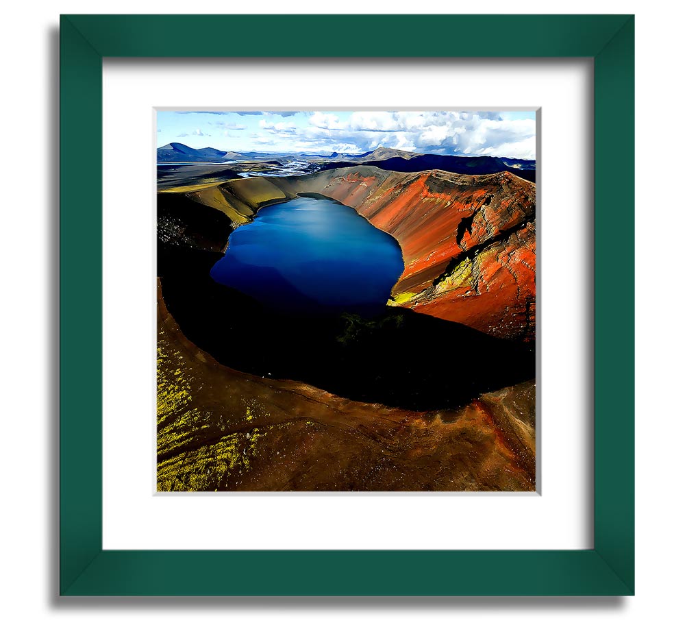 Arctic Volcanic Square Framed Print showcasing vibrant volcanic landscape art in a stylish frame.