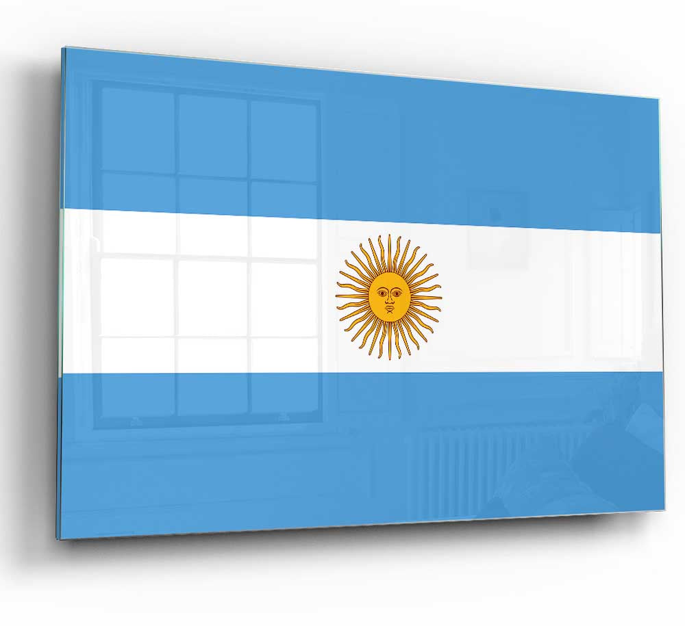 Argentina 1 glass print featuring modern art design with vibrant colors and intricate details, perfect for home decor.