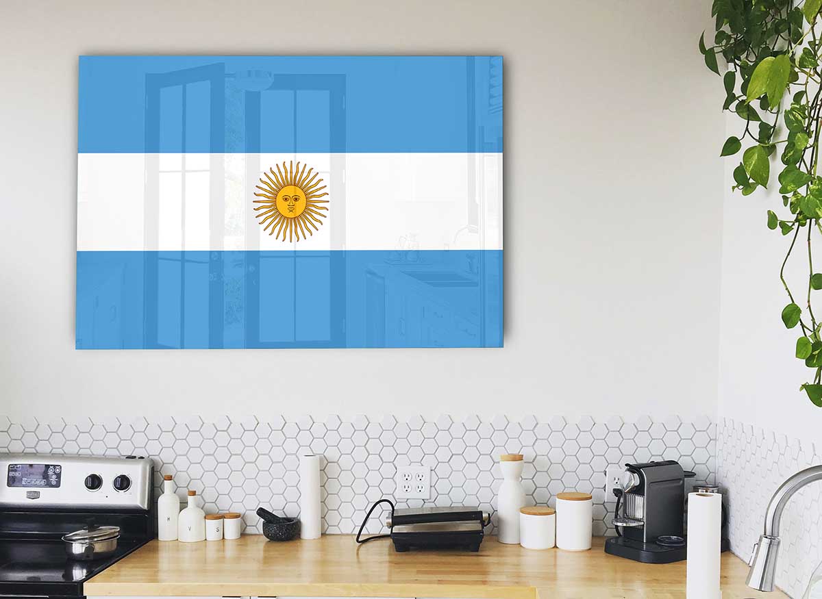 Argentina 1 glass print featuring modern art design with vibrant colors and intricate details, perfect for home decor.