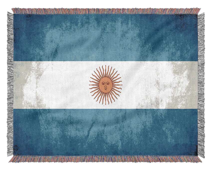 A beautifully crafted Argentina Flag made from 100% cotton, showcasing vibrant colors and a luxurious thermal weave design.