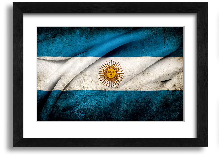 Framed print of the Argentina Sun Flag, showcasing vibrant colors and intricate details, ready to hang.