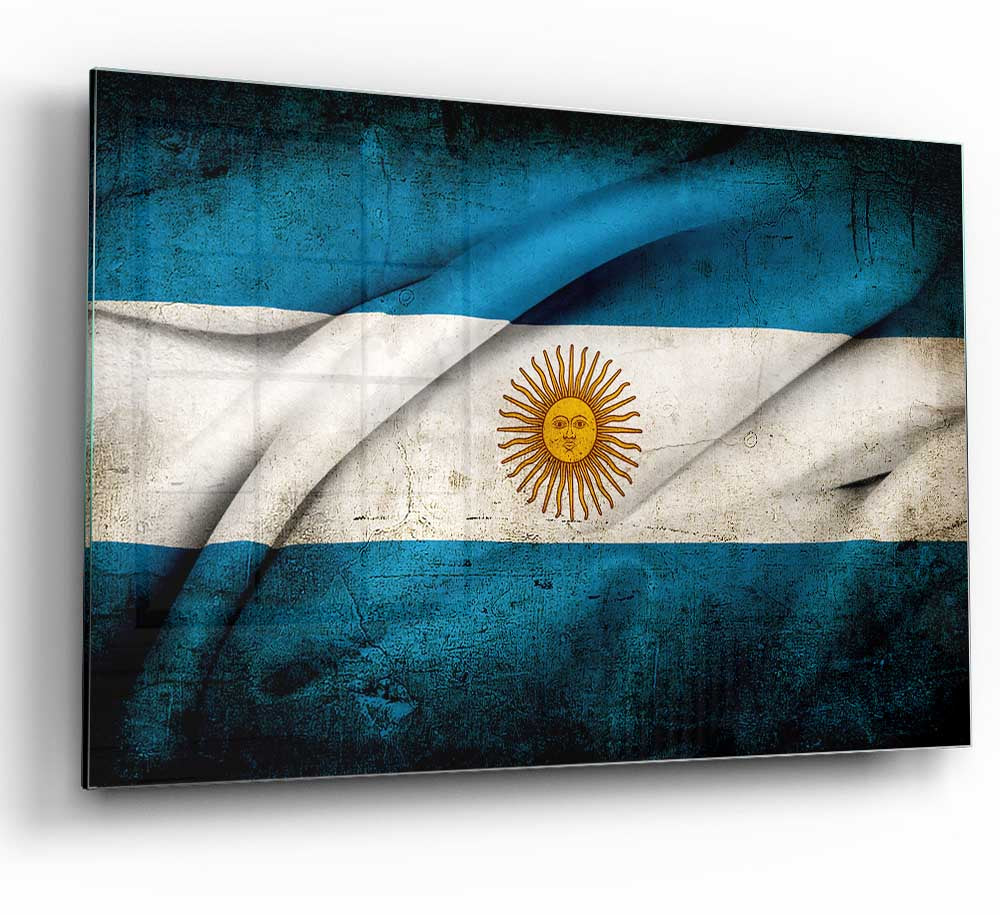 Argentina Sun Flag glass print showcasing vibrant colors and modern design.