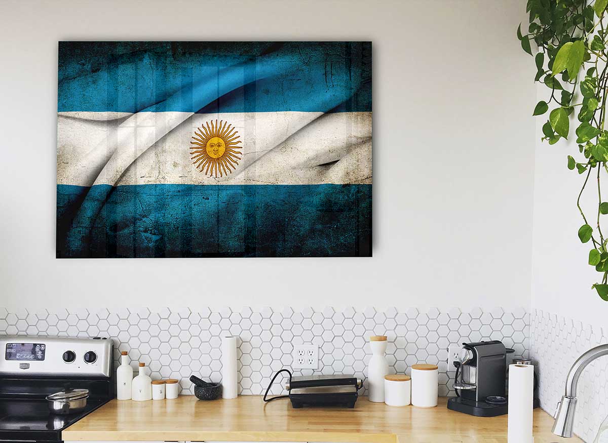 Argentina Sun Flag glass print showcasing vibrant colors and modern design.