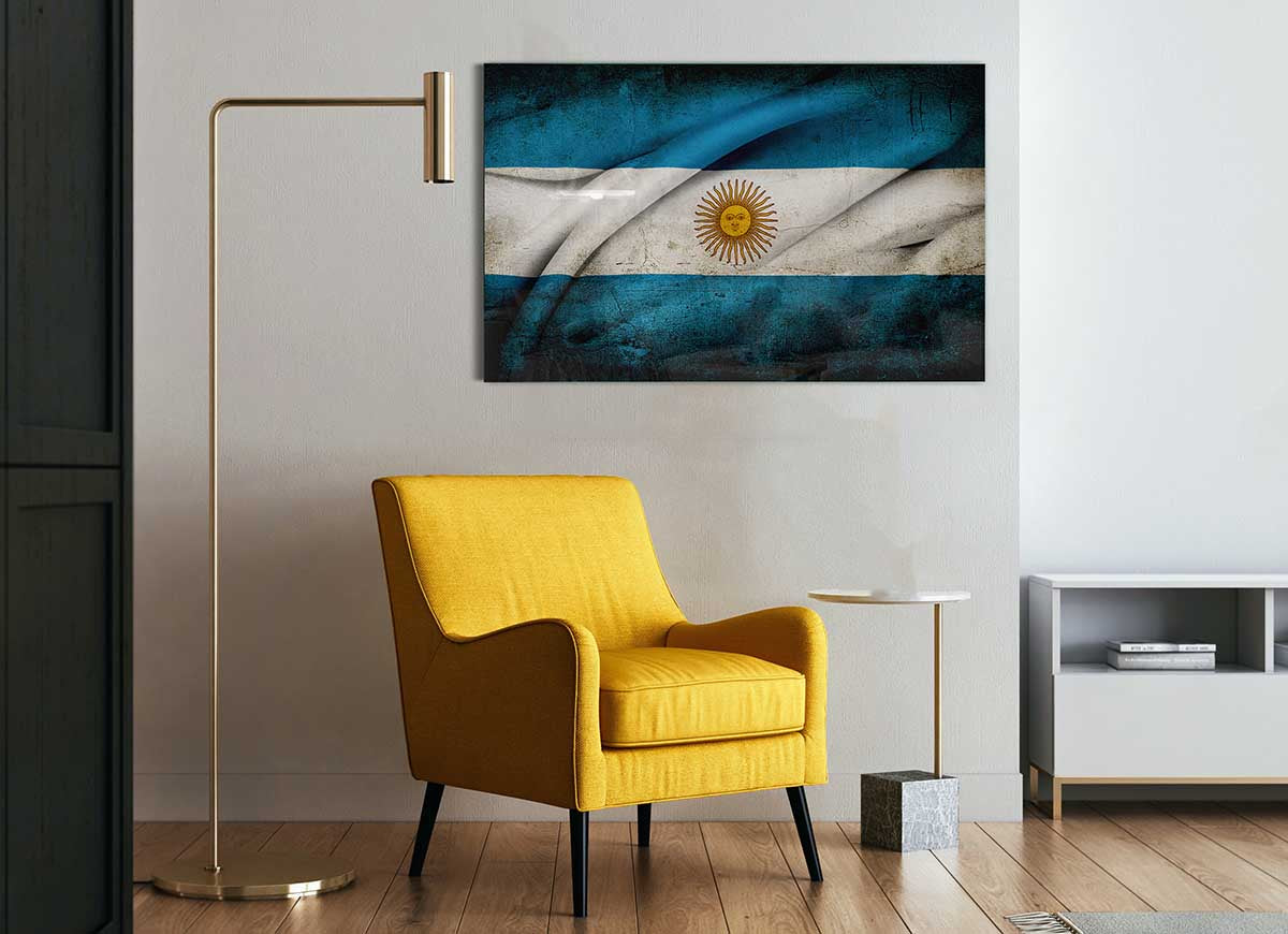 Argentina Sun Flag glass print showcasing vibrant colors and modern design.