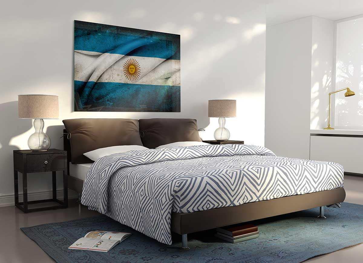 Argentina Sun Flag glass print showcasing vibrant colors and modern design.