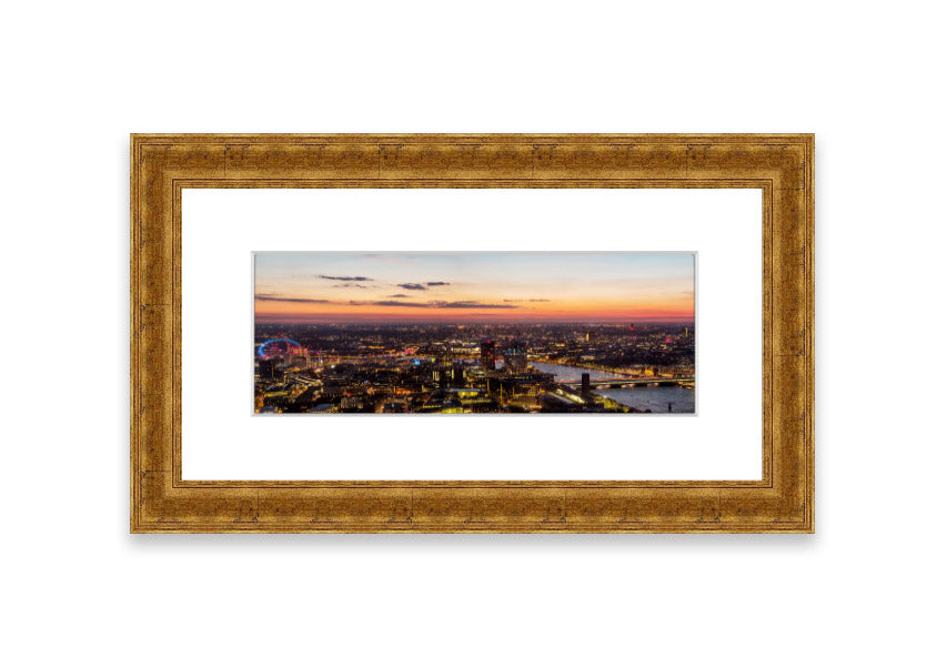 Ariel Twilight View framed print showcasing a serene Cornwall landscape at twilight, elegantly framed in a choice of colors.