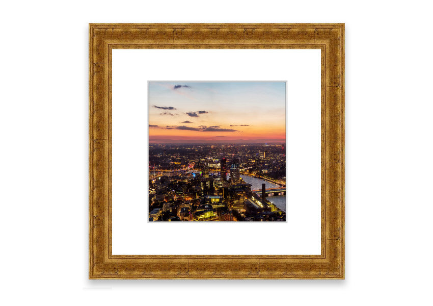 Ariel Twilight View framed print showcasing a serene Cornwall landscape at twilight, elegantly framed in a choice of colors.