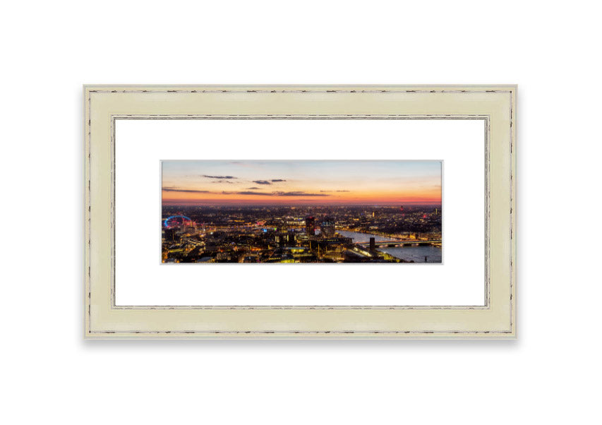 Ariel Twilight View framed print showcasing a serene Cornwall landscape at twilight, elegantly framed in a choice of colors.