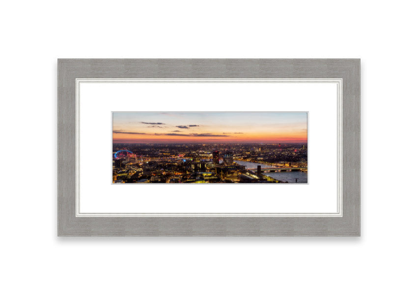 Ariel Twilight View framed print showcasing a serene Cornwall landscape at twilight, elegantly framed in a choice of colors.