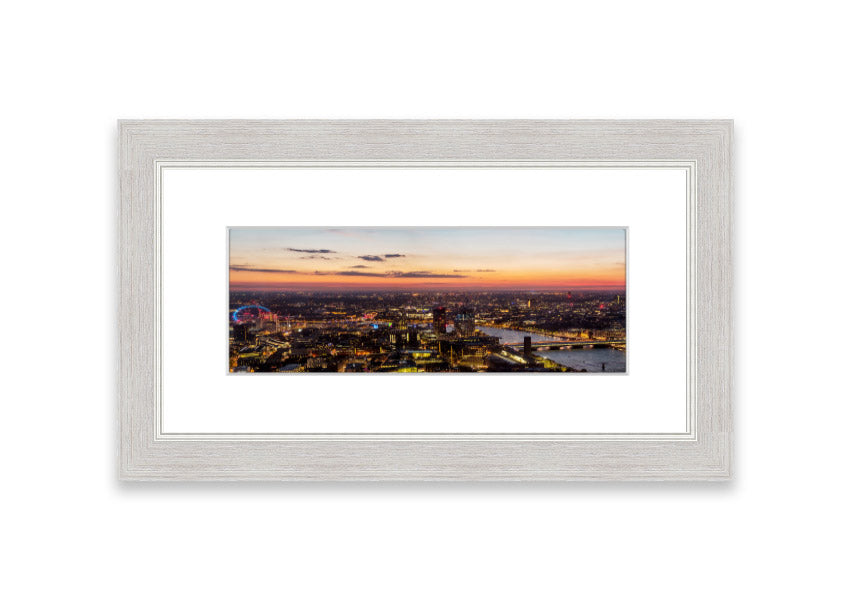 Ariel Twilight View framed print showcasing a serene Cornwall landscape at twilight, elegantly framed in a choice of colors.