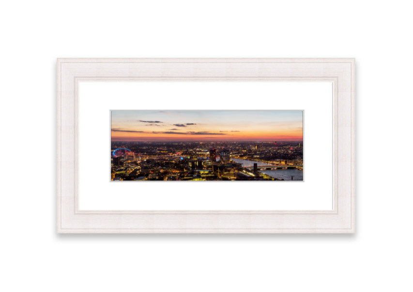 Ariel Twilight View framed print showcasing a serene Cornwall landscape at twilight, elegantly framed in a choice of colors.