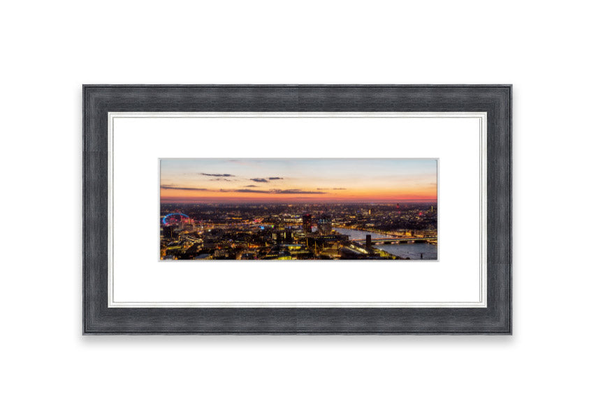 Ariel Twilight View framed print showcasing a serene Cornwall landscape at twilight, elegantly framed in a choice of colors.