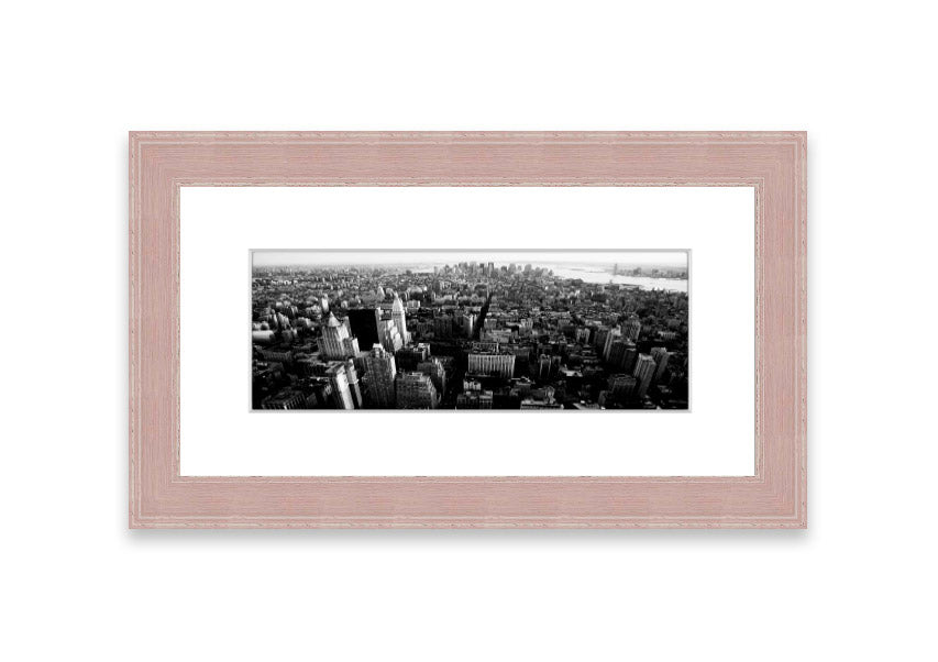 Aerial view of Chicago in black and white, framed elegantly, showcasing the city's skyline.