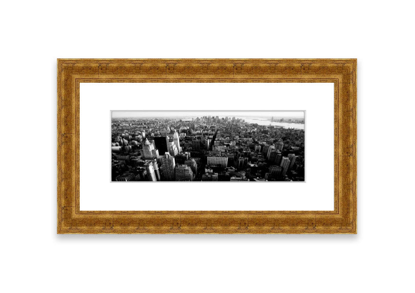 Aerial view of Chicago in black and white, framed elegantly, showcasing the city's skyline.