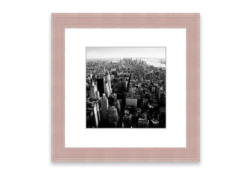 Aerial view of Chicago in black and white, framed elegantly, showcasing the city's skyline.